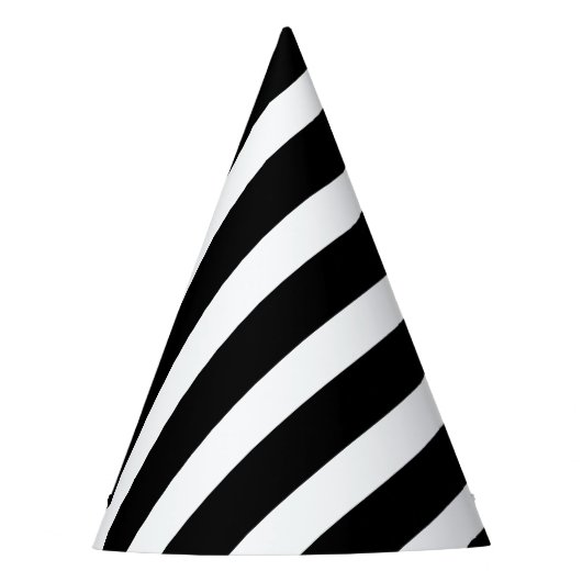 Klassieke Solid White en Black Striped Stijlvol Feesthoedjes (Voorkant)