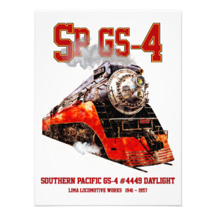 Klassieke Southern Pacific GS-4 stoomlocomotief Foto Afdruk