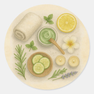 Klassieke Spa Verwennings Schoonheidsdag  Ronde Sticker
