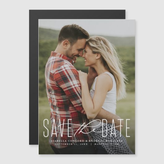 Klassieke sparen de datum verticale fotomagneet (Voorkant / Achterkant)