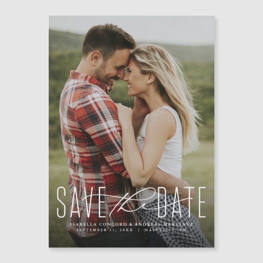 Klassieke sparen de datum verticale fotomagneet (Voorkant)