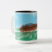 Klassieke speedboot tweekleurige koffiemok (Voorkant links)