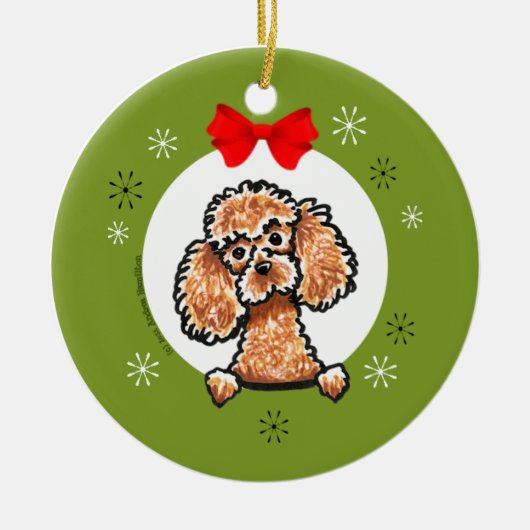 Klassieke Speelgoed Poodle-kerstkast Keramisch Ornament (Voorkant)