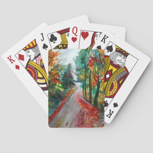 Klassieke speelkaarten Herfstlandschap Aquarel (Achterkant)