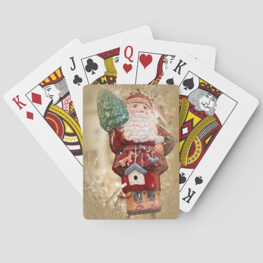 Klassieke speelkaarten met antieke kerstman (Achterkant)