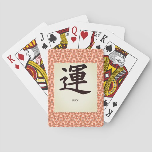 Klassieke speelkaarten met KANJI-SYMBOOL VOOR LUCK (Achterkant)