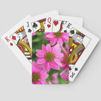 Klassieke speelkaarten met roze Echinacea