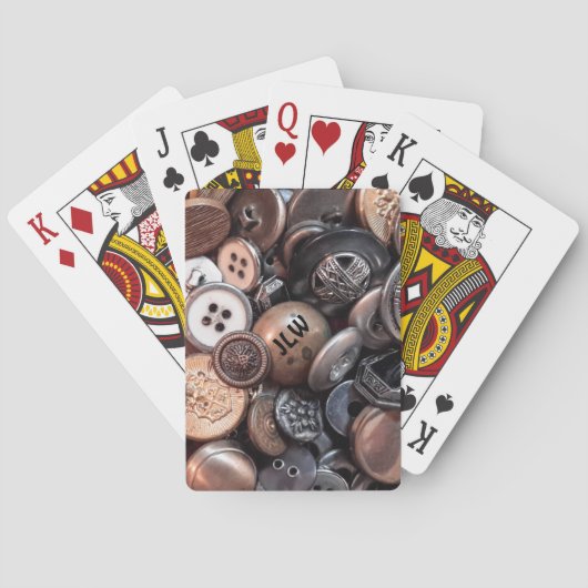Klassieke speelkaarten met vintage metalen knopen (Achterkant)
