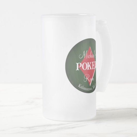 Klassieke Speelkaarten Poker Room Diamant Matglas Bierpul (Voorkant rechts)