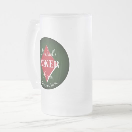 Klassieke Speelkaarten Poker Room Diamant Matglas Bierpul (Voorkant links)