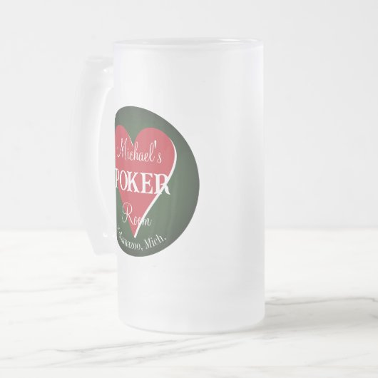 Klassieke Speelkaarten Poker Room Hart Matglas Bierpul (Voorkant links)