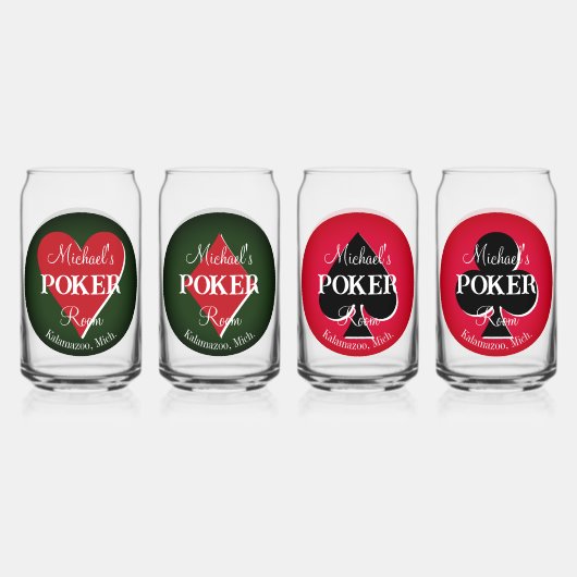 Klassieke Speelkaarten Poker Room Kan Blikvorm Glas (Voorkant)