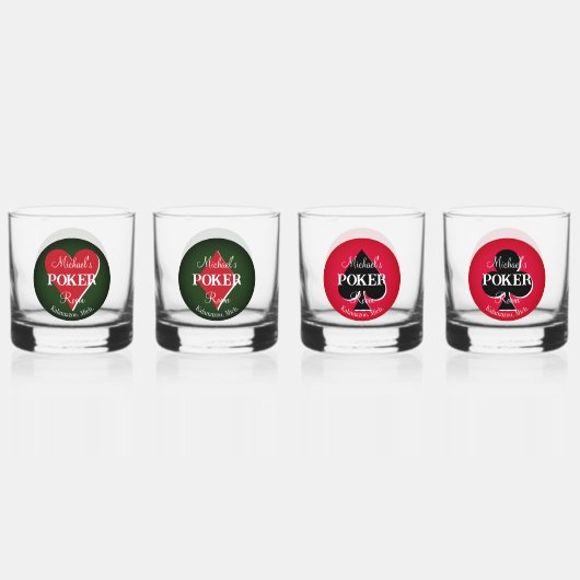 Klassieke Speelkaarten Poker Room Whisky Glas (Voorkant)