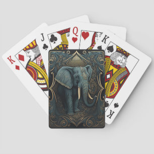 Klassieke speelkaartenolifant 2 pokerkaarten
