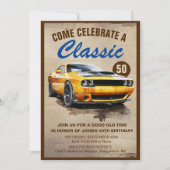 Klassieke Spier Auto Eenvoudige Vijftig Verjaardag Kaart (Voorkant)