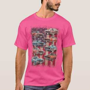 Klassieke Spierauto Retro Amerikaanse Vlag Patriot T-shirt