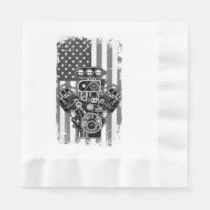 Klassieke Spierauto Zuiger Amerikaanse Vlag Grappi Servet