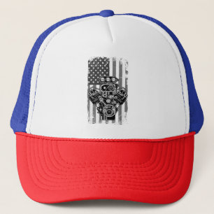 Klassieke Spierauto Zuiger Amerikaanse Vlag Grappi Trucker Pet