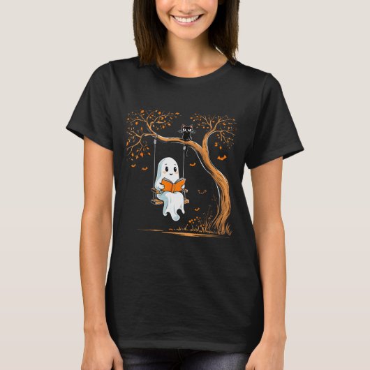 Klassieke spookswing leesboek slingerende Hallowee T-shirt (Voorkant)