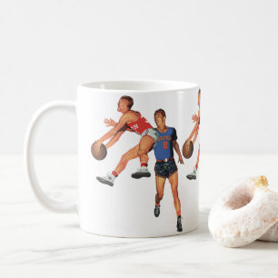 Klassieke sport, basketbalspelers in een wedstrijd koffiemok