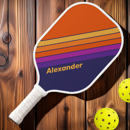Klassieke Sport Druif Regenboog Gestreept met Naam Pickleball Paddle