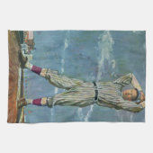 Klassieke sport honkbal, werper in honkbalwedstrij theedoek (Horizontaal)