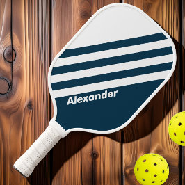 Klassieke Sport Navy Strepen met Naam Pickleball Paddle