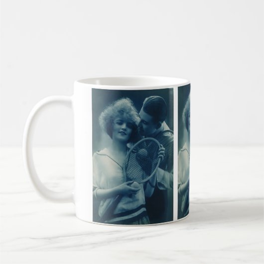 Klassieke sport tennis, liefde en romantiek koffiemok (Links)