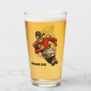 Klassieke sport voetbal quarterback speler hardlop glas