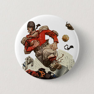 Klassieke sport voetbal quarterback speler hardlop ronde button 5,7 cm
