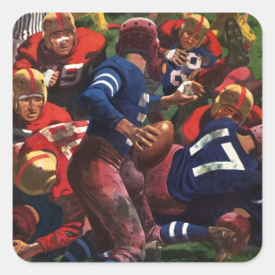 Klassieke sport voetbalspeler quarterback in spel vierkante sticker