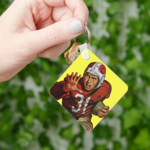 Klassieke sport voetbalspeler running back nummer  sleutelhanger