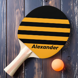 Klassieke Sport Zonnekruid Buzz Strepen met Naam Tafeltennisbatje