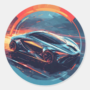 Klassieke sportauto hoge-snelheid auto ronde sticker