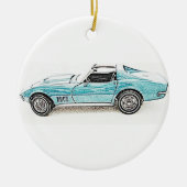 Klassieke sportauto keramisch ornament (Voorkant)
