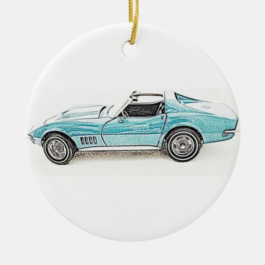 Klassieke sportauto keramisch ornament (Voorkant)