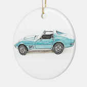 Klassieke sportauto keramisch ornament (Links)