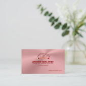 Klassieke Sportauto op Roos Roze metallisch effect Visitekaartje (Staand voorkant)