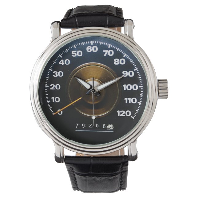 Klassieke sportauto snelheidsmeter uit het begin v horloge (Voorkant)