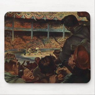 Klassieke sportfans in een honkbalstadion muismat