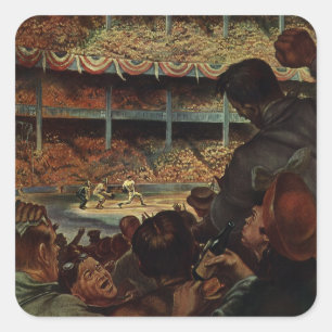 Klassieke sportfans in een honkbalstadion vierkante sticker