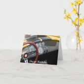 Klassieke sportwagen, gelukkige verjaardag kaart (Gele Bloem)