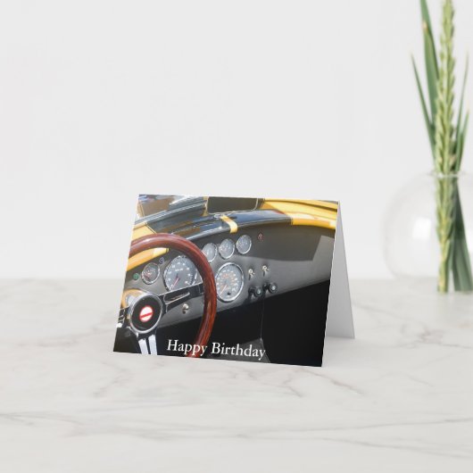Klassieke sportwagen, gelukkige verjaardag kaart (Voorkant)