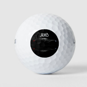 Klassieke sportwagen voertuig monogram kunst golfballen