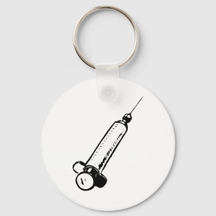 Klassieke Spuit Schets Medische Apparatuur Sleutelhanger