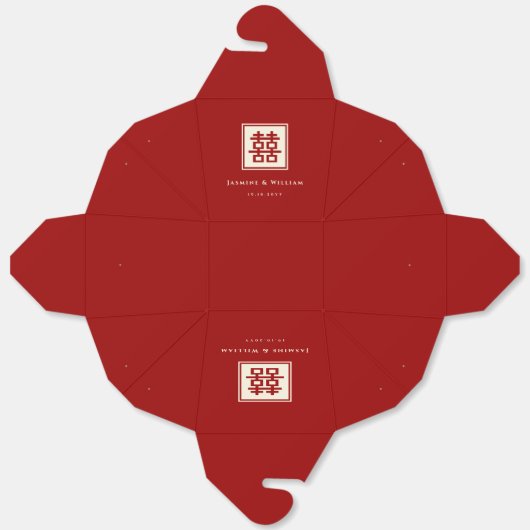 Klassieke Square Double Happiness Chinese bruiloft Bedankdoosjes (Ongevouwen)