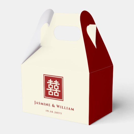 Klassieke Square Double Happiness Chinese bruiloft Bedankdoosjes (Voorkant Zijde)