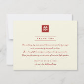 Klassieke Square Double Happiness Chinese bruiloft Bedankkaart (Voorkant)