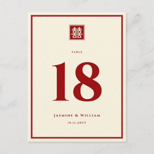 Klassieke Square Double Happiness Chinese bruiloft Briefkaart (Voorkant)