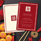 Klassieke Square Double Happiness Chinese bruiloft Kaart